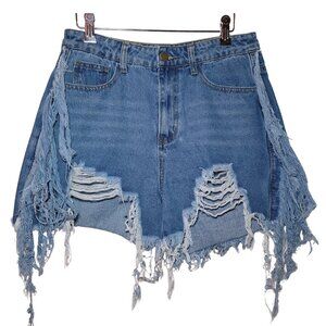 Women's Distressed Ripped Cut Off Denim High Waisted Jean Shorts, Size 30